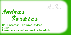 andras korpics business card